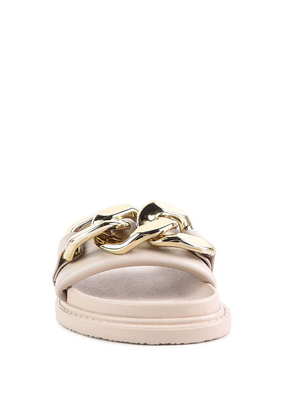 Onyx Metal Chain Cushion Slides