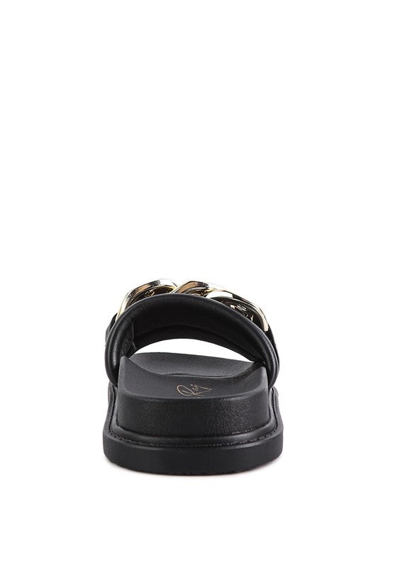 Onyx Metal Chain Cushion Slides