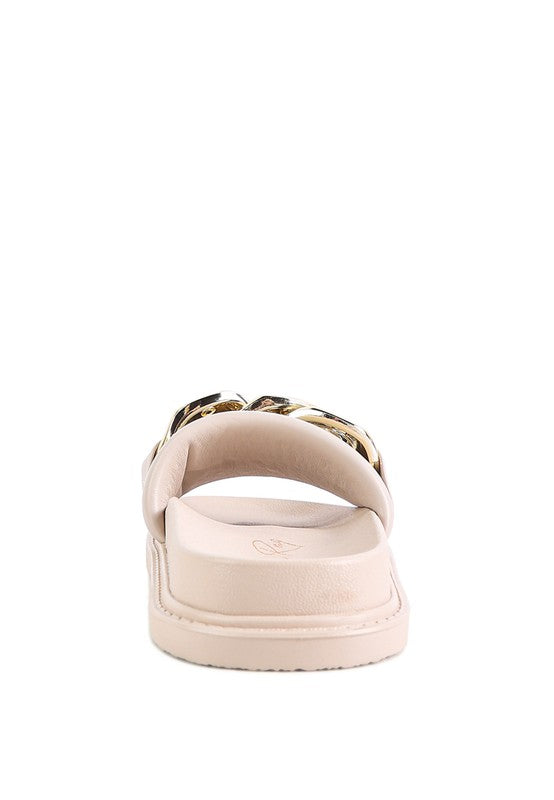 Onyx Metal Chain Cushion Slides