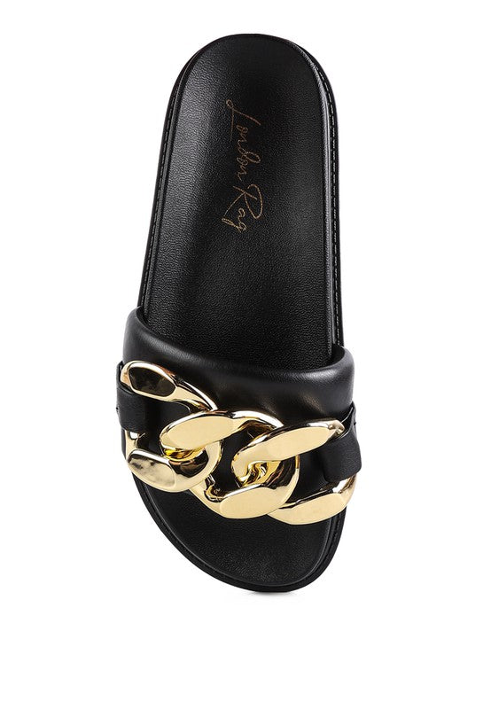 Onyx Metal Chain Cushion Slides