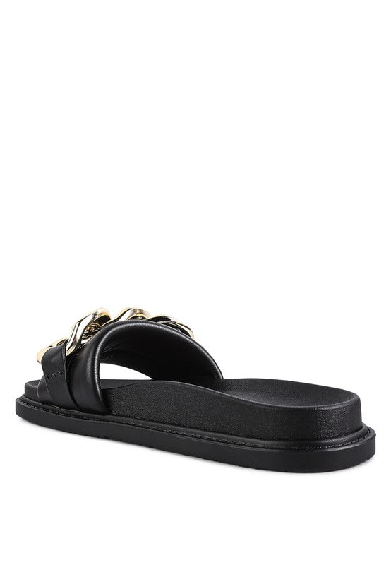 Onyx Metal Chain Cushion Slides