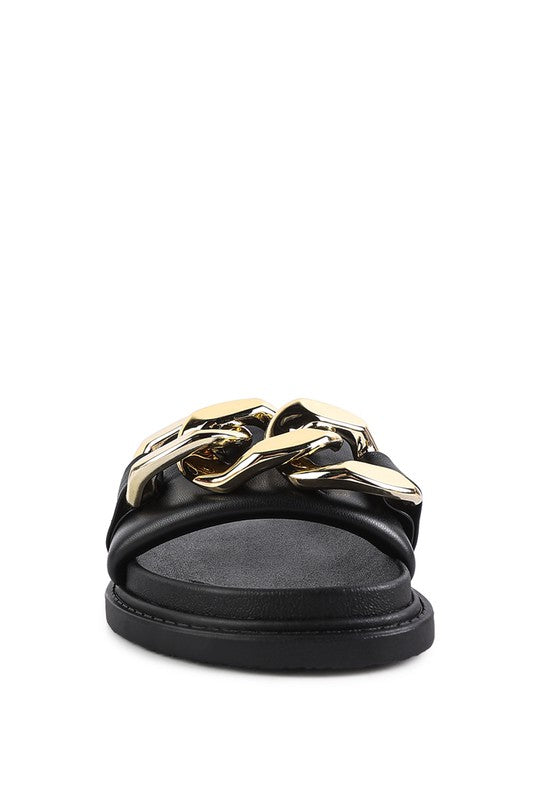 Onyx Metal Chain Cushion Slides