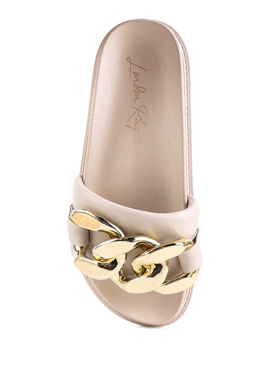 Onyx Metal Chain Cushion Slides