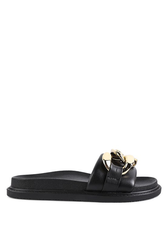 Onyx Metal Chain Cushion Slides