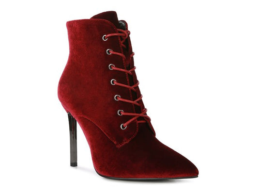 Velvet Feel Stiletto Heel Ankle Boots