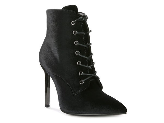 Velvet High Heeled Ankle Boots