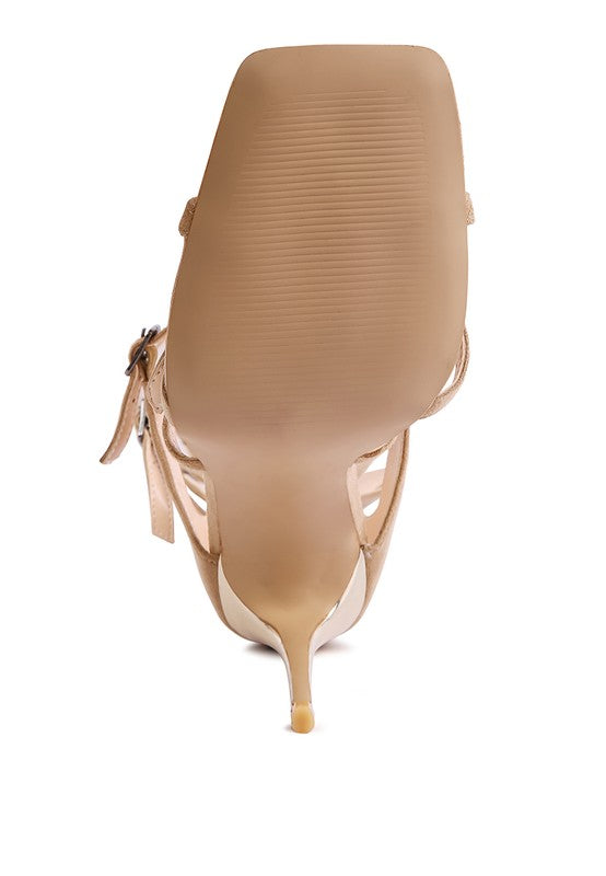 Knee High Criss Cross Strappy Stiletto Heels