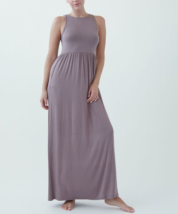 AMY DRESS BLACK Maxi Length Sundress With Side Pokets