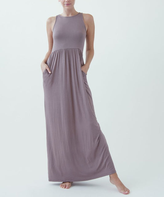 AMY DRESS BLACK Maxi Length Sundress With Side Pokets