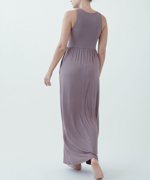 AMY DRESS BLACK Maxi Length Sundress With Side Pokets
