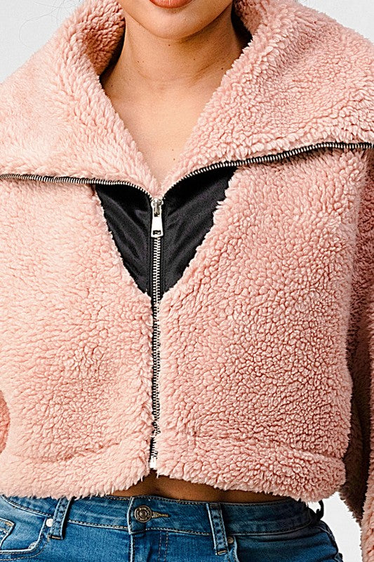 Women Winter Sherpa Coat with Multiple Look
