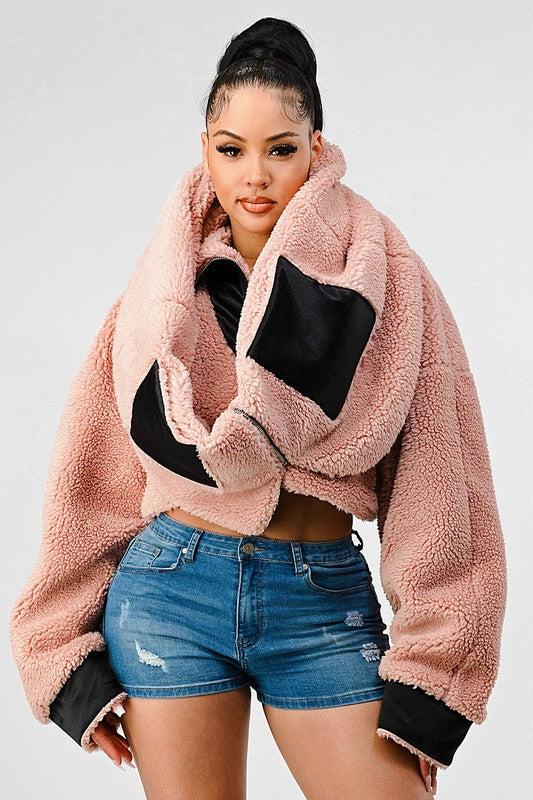 Women Winter Sherpa Coat with Multiple Look