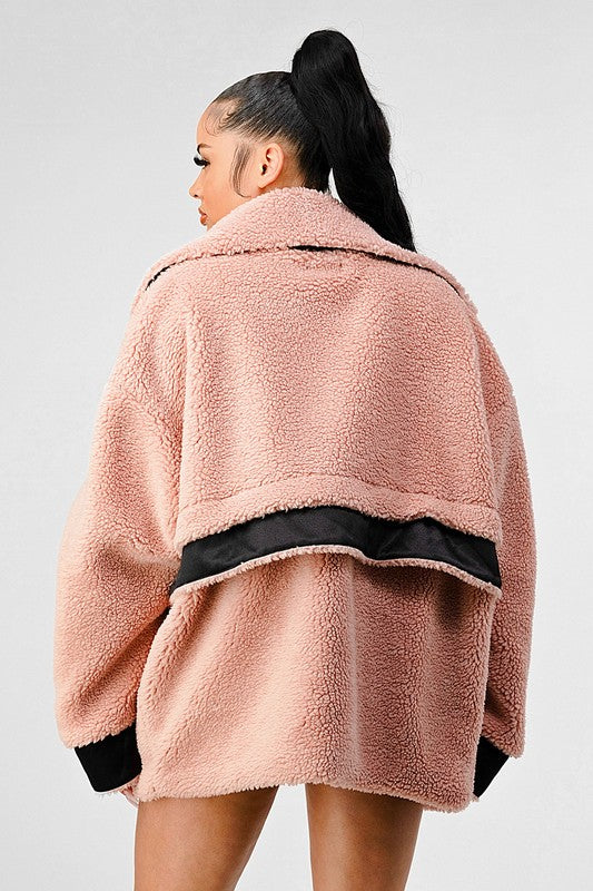 Women Winter Sherpa Coat with Multiple Look