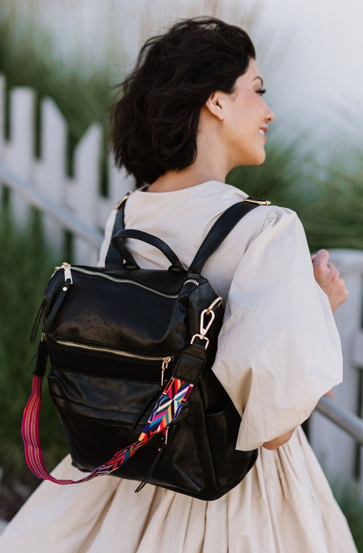 Brielle Leather Backpack with Detachable Strap