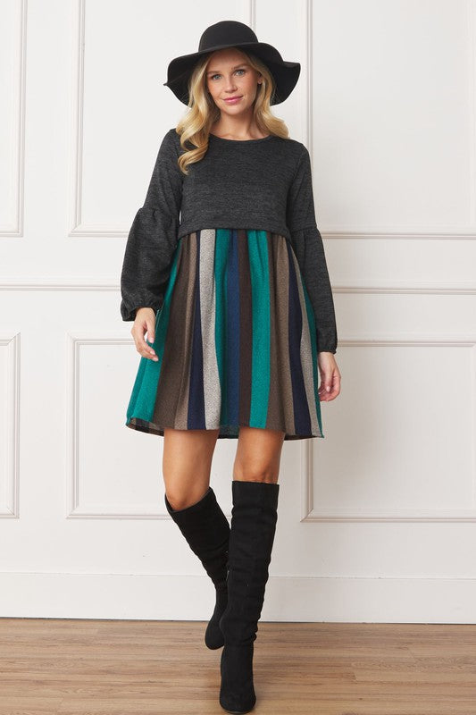 Balloon Sleeve Pullover Sweater Dress