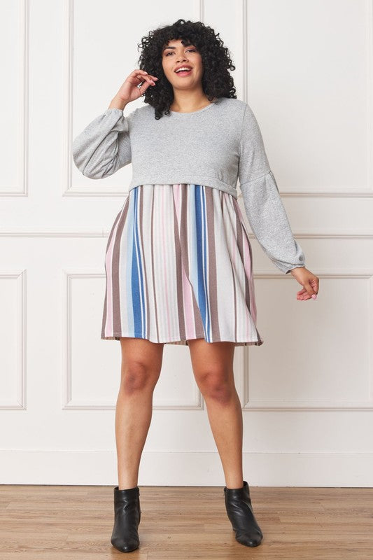 Balloon Sleeve Pullover Sweater Dress