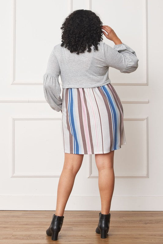 Balloon Sleeve Pullover Sweater Dress