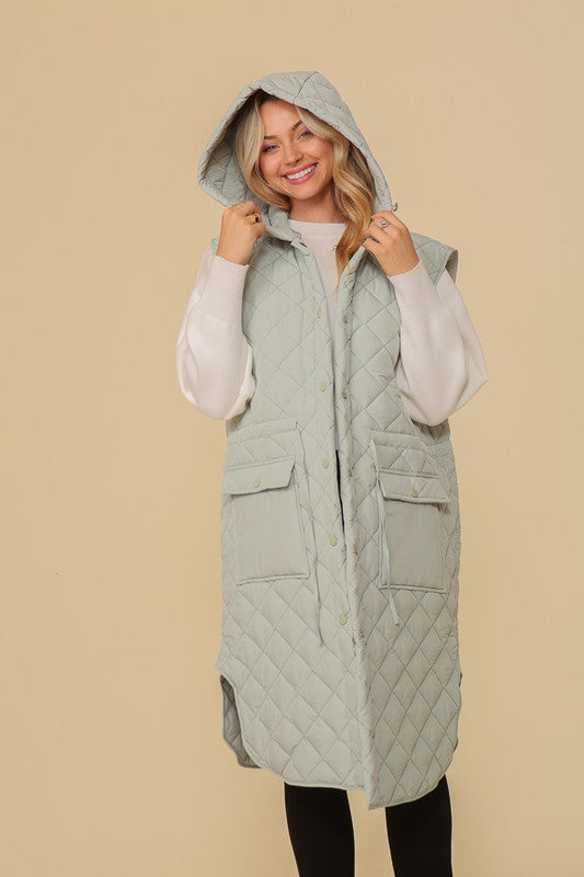 Oversized Quilted Sleeveless Vest Jacket