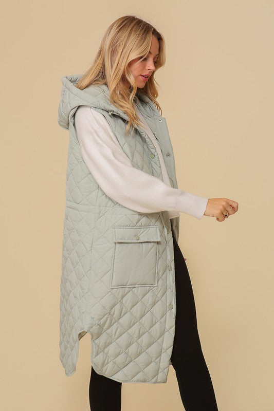 Oversized Quilted Sleeveless Vest Jacket