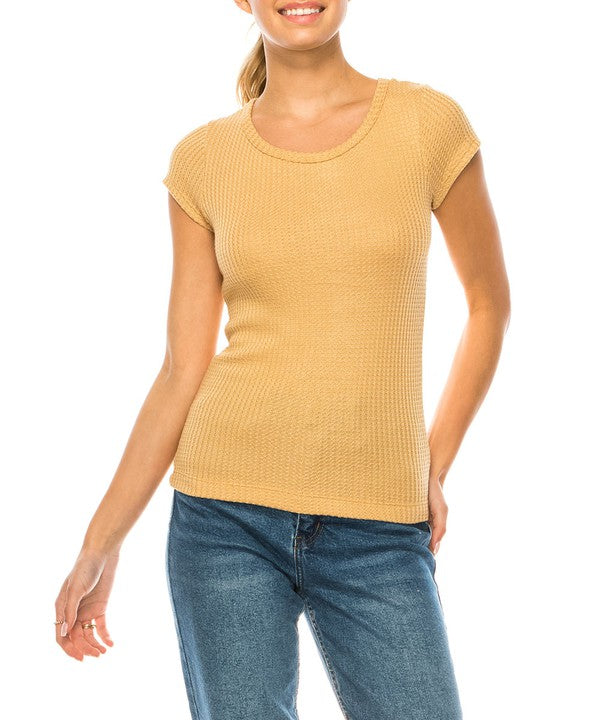 Bamboo Cotton Waffle Basic Top