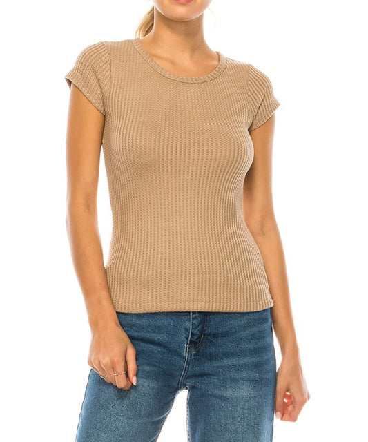 Bamboo Cotton Waffle Basic Top