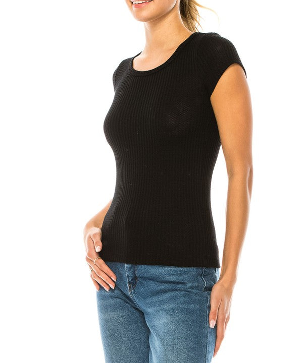 Bamboo Cotton Waffle Basic Top