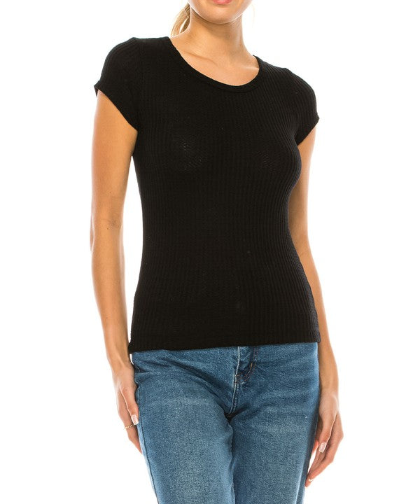 Bamboo Cotton Waffle Basic Top