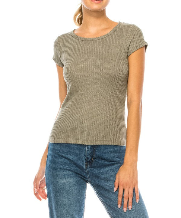 Bamboo Cotton Waffle Basic Top
