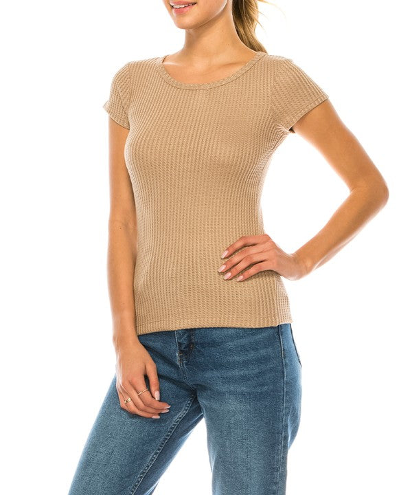 Bamboo Cotton Waffle Basic Top