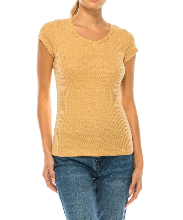 Bamboo Cotton Waffle Basic Top