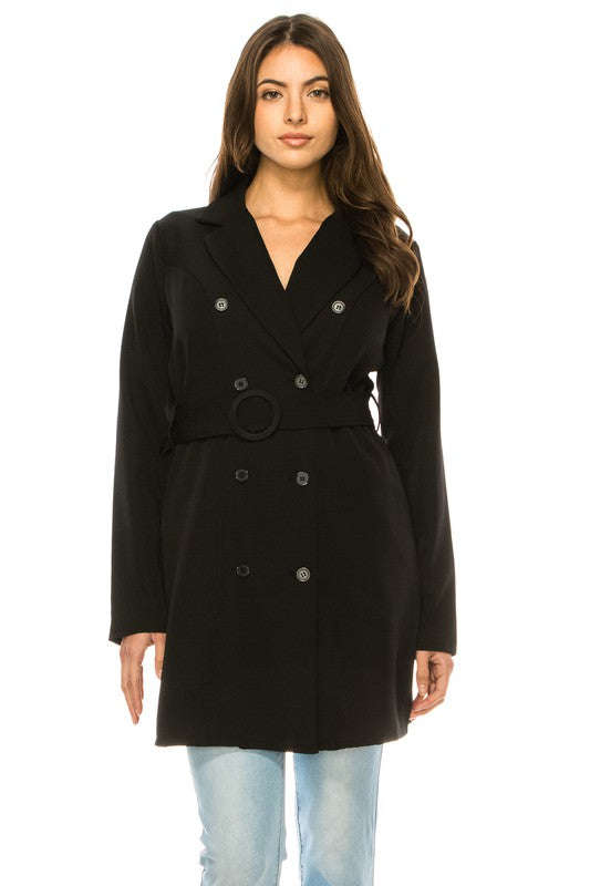 Women fall Tan Long Sleeve Long Blazer