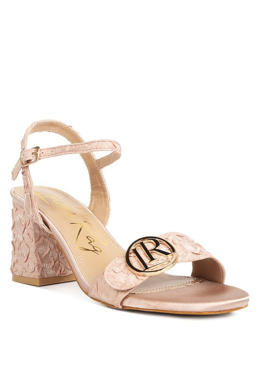 Block Heel Pin Buckle Ankle Straps Sandals