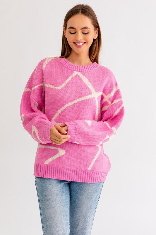 Abstract Pattern Long Sleeve Winter Sweater