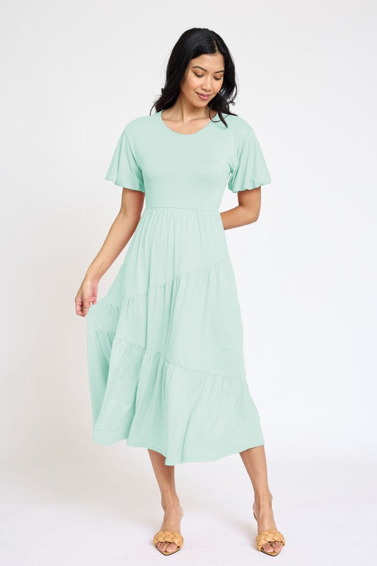 Solid Tiered Flowy Dress