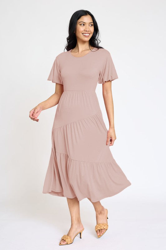 Solid Tiered Flowy Dress