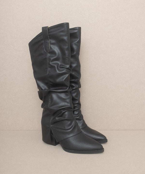Fold Over Slit Western Boots