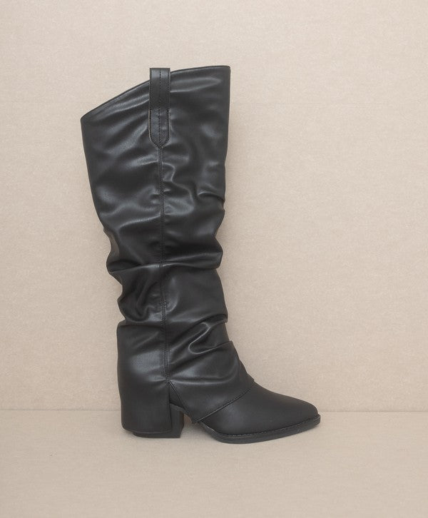 Fold Over Slit Western Boots