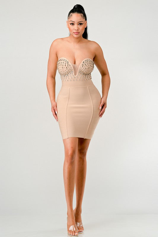 Rhinestone Corset Tube Dress