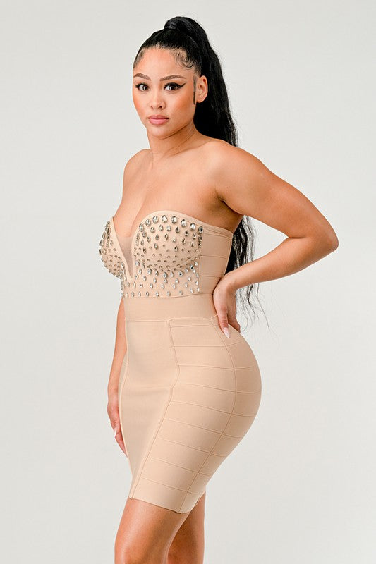 Rhinestone Corset Tube Dress