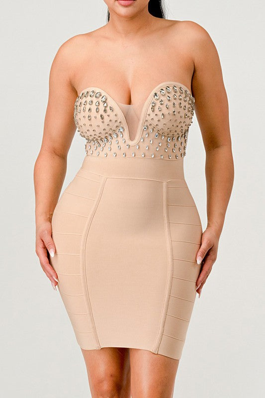 Rhinestone Corset Tube Dress