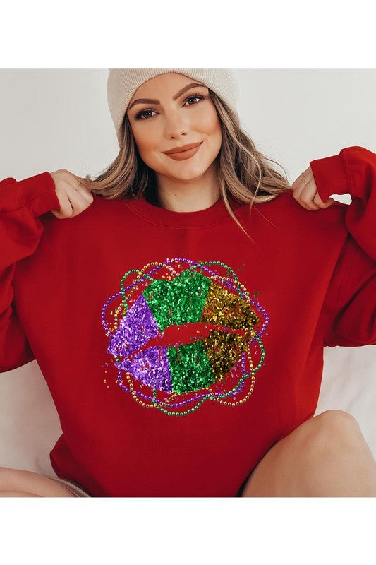 Mardi Gras Lip Graphic Sweatshirt