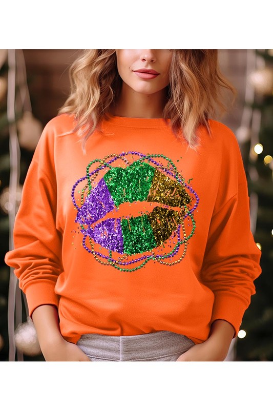 Mardi Gras Lip Graphic Sweatshirt