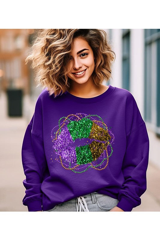 Mardi Gras Lip Graphic Sweatshirt
