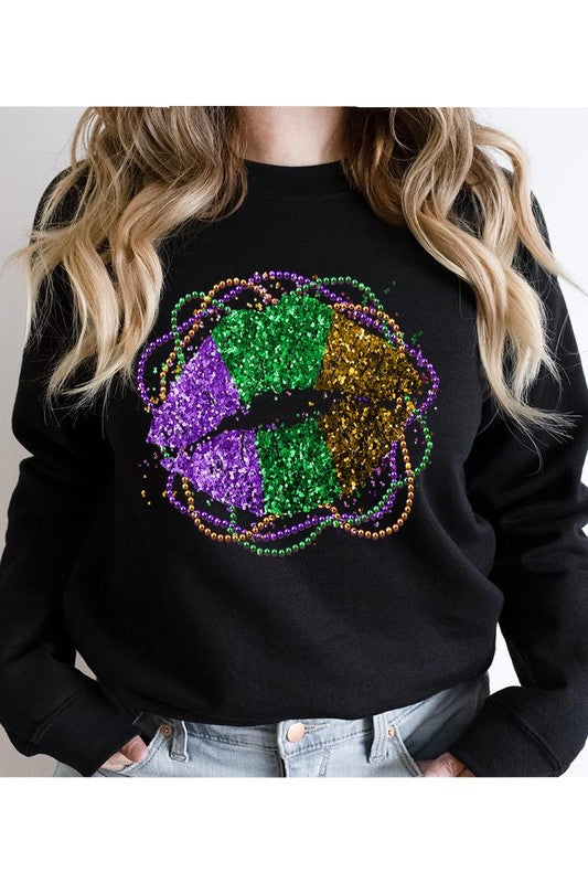 Mardi Gras Lip Graphic Sweatshirt