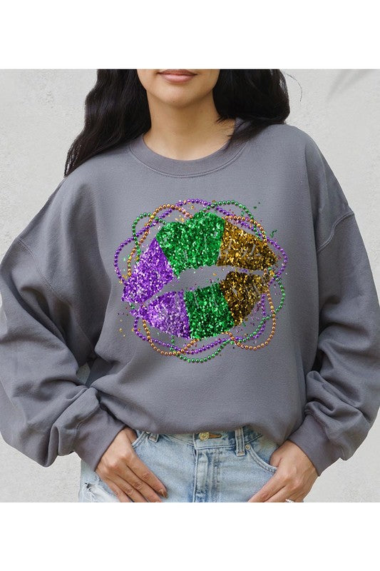 Mardi Gras Lip Graphic Sweatshirt