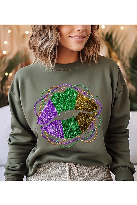 Mardi Gras Lip Graphic Sweatshirt