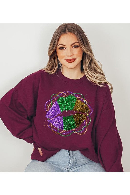 Mardi Gras Lip Graphic Sweatshirt