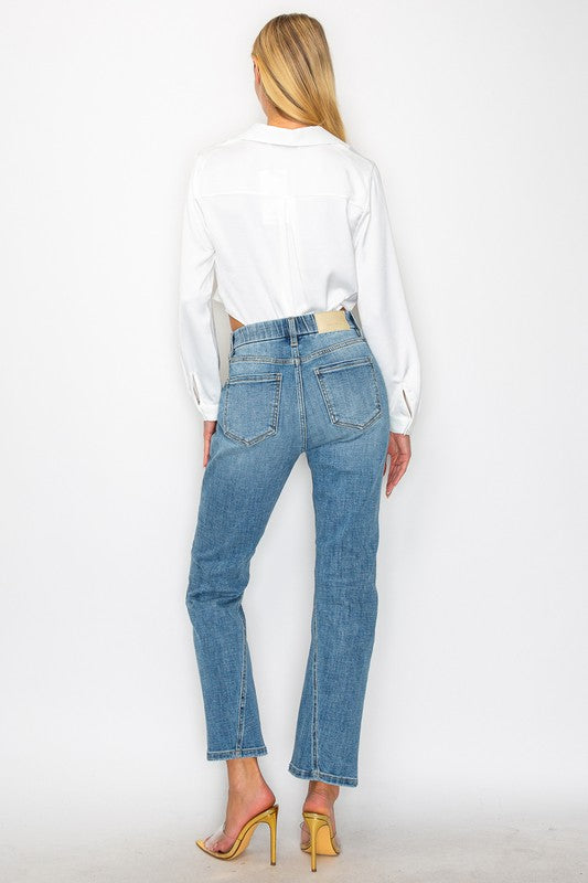 Women Control Waist High Rise Straight Legged Jeans