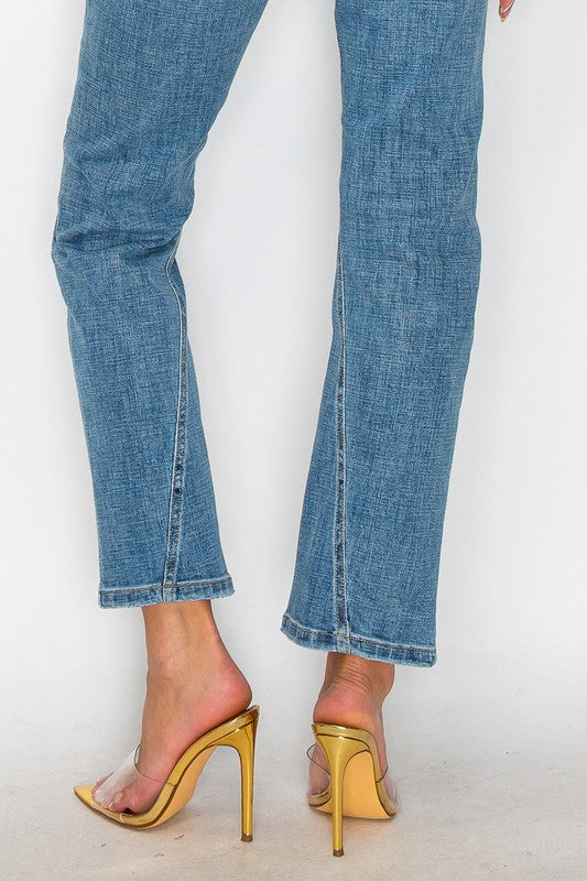 Women Control Waist High Rise Straight Legged Jeans