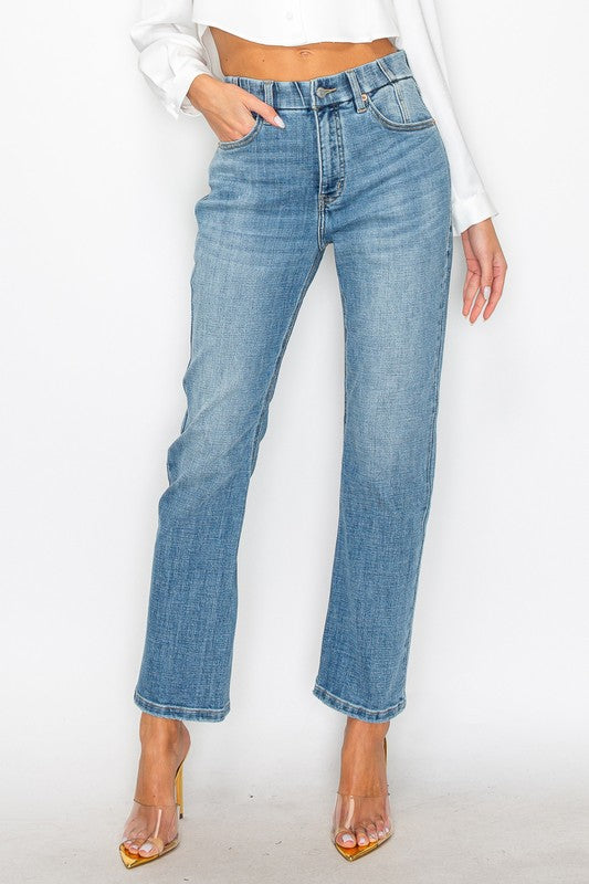 Women Control Waist High Rise Straight Legged Jeans